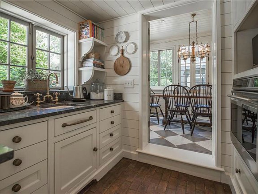 Butler pantry in an elegant historic home with Old World style and beautifully classic European inspired interiors in Marietta Georgia was built for the Kennedy-DuPre family. See more in Traditional Style House Tour: 1935 English Tudor on Hello Lovely Studio.