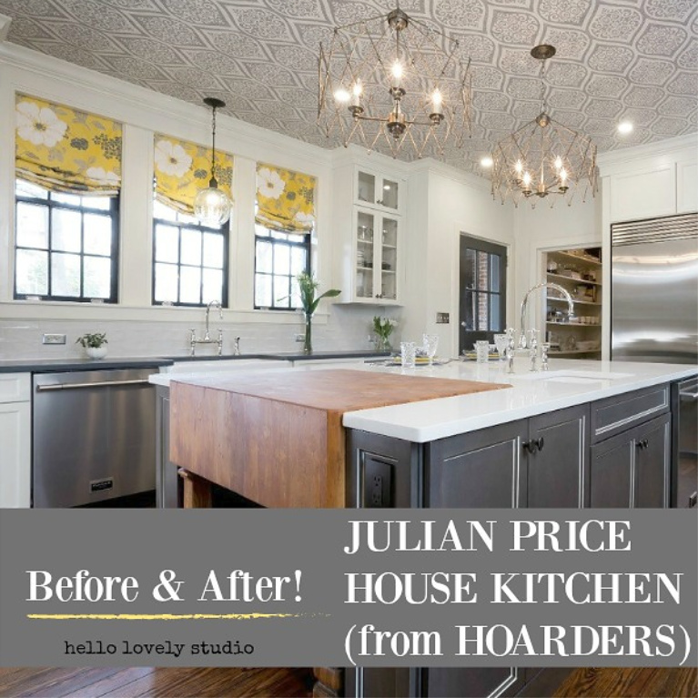 Before & After Julian Price House Kitchen from Hoarders on Hello Lovely Studio. #julianprice #mansion #kitchen #kitchenrenovation #traditionalstyle #kitchendesign #hoarders #beforeandafter