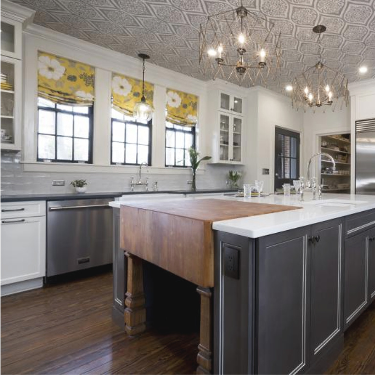 Renovated traditional kitchen in Julian Price House - kitchen design by Marsh Kitchen & Bath. #julianprice #mansion #hoarders #kitchendesign #kitchenrenovation #beforeandafter