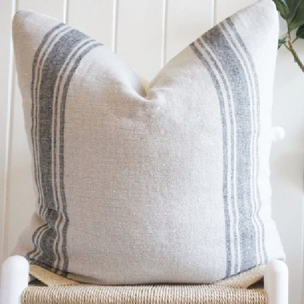 Striped Belgian Linen Euro Pillow by ClothandMain on Etsy. #belgianlinen #pillows #bedding #homedecor #farmhousestyle