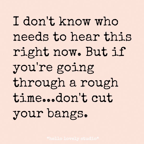 Humorous funny quote on Hello Lovely Studio - come enjoy a smile and soak up the lovely photos of interior design inspiration while you're at it! #bangs