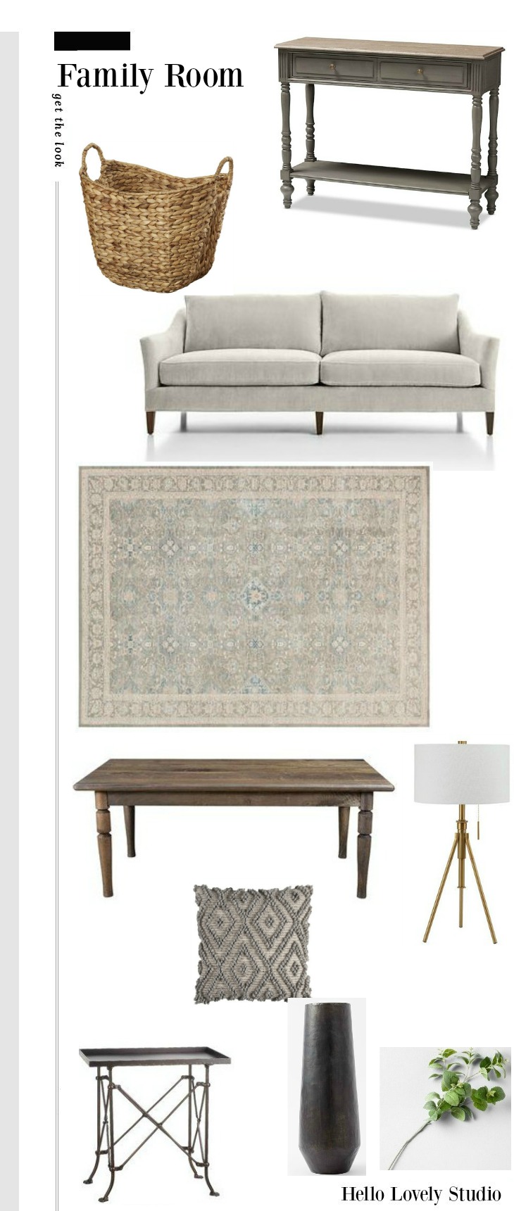 Fixer Upper The Club House Family Room Get the Look Mood Board - Hello Lovely Studio.