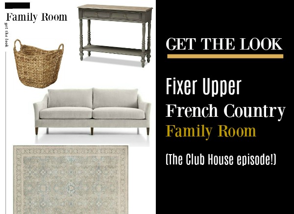 Get the look of the French country family room from Fixer Upper's "The Club House" episode.