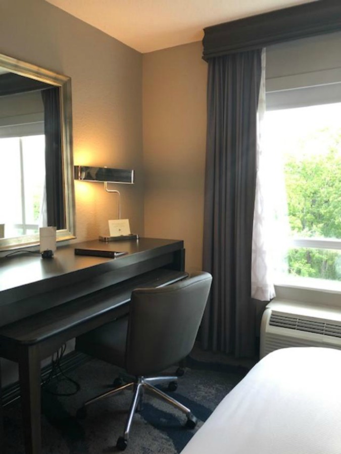 We stayed at the Double Tree by Hilton Hotel in North Charleston, and the room was immaculate and peacefully overlooking a forest. Hello Lovely Studio.