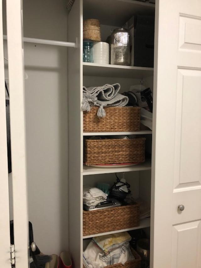 Before pic of laundry room in fixer upper.