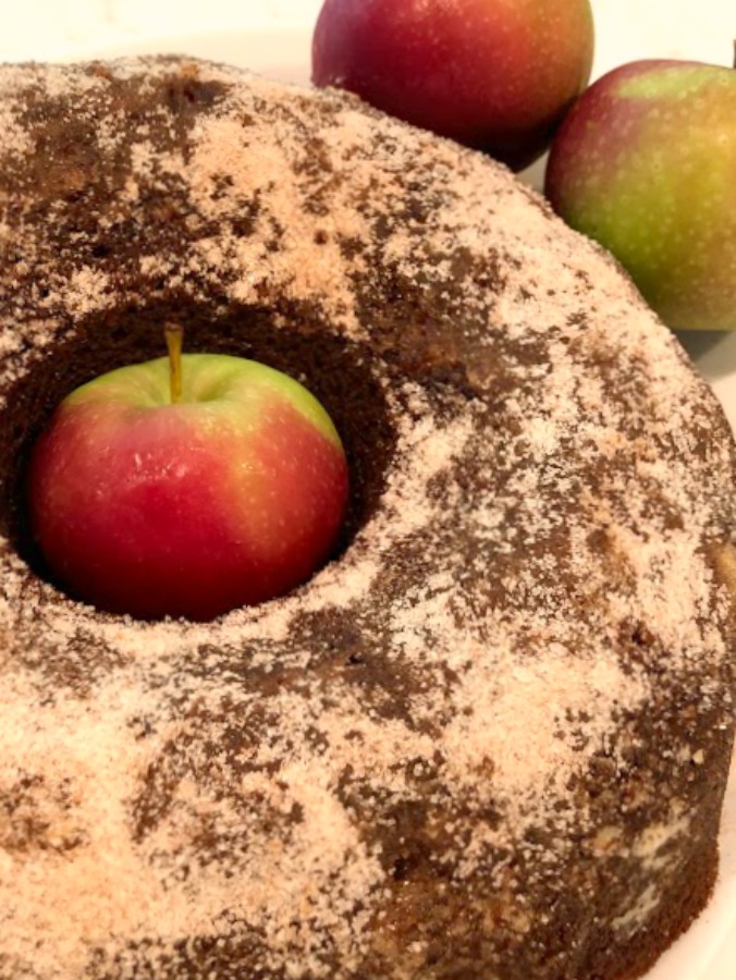 Recipe for easy homemade cinnamon cider donut cake from Hello Lovely Studio. #applecidercake #donutcake #applerecipe #applecake