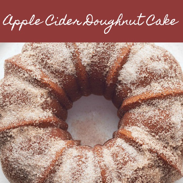 Delectable looking apple cider doughnut cake (bundt cake) recipe from Martha Stewart.