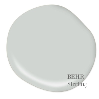 BEHR Sterling paint color is a gorgeous muted blue-grey with a tranquil and serene timeless feel. I used it in our laundry room and love it! Hello Lovely Studio.