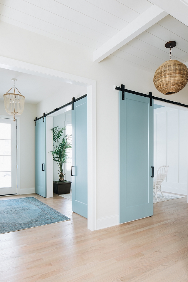 Benjamin Moore Classic Gray paint color on walls and James River Gray on barn doors - Julie Howard. #bmclassicgray #benjaminmoorejamesrivergray