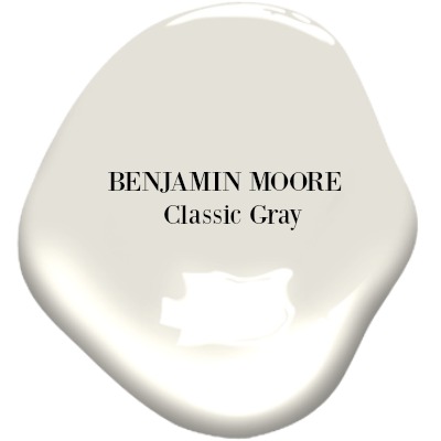 Benjamin Moore Classic Gray actually reads like a white since it is the lightest, quietest of light greys to add atmosphere but not drama to your walls.