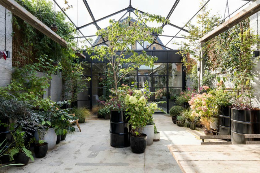 Garden oasis in an English townhouse. Stunning and soulful space designed by Imperfect Interiors in the UK - this East Dulwich Industrial Conversion sings!