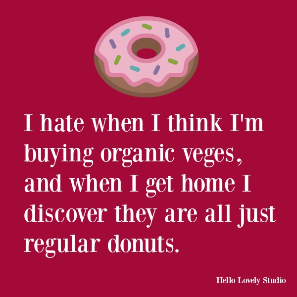 Funny humor quote about donuts on Hello Lovely Studio. #humor #funnyquote #donuts