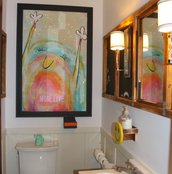 Vibrant and playful art by Jenny Sweeney in a custom powder room design by Jenny Sweeney.