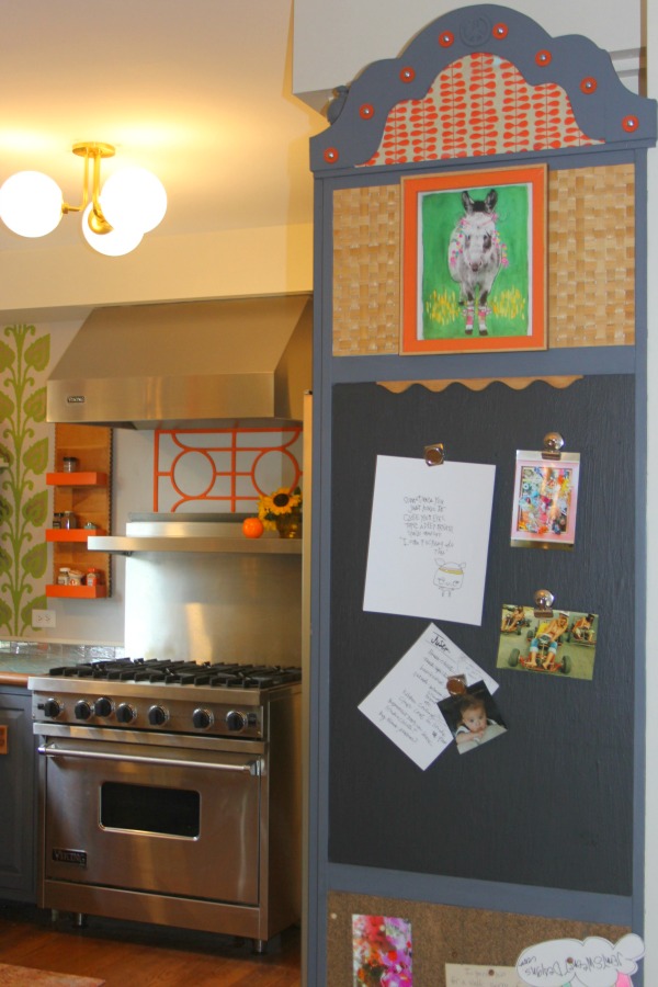 Boho style and quirky vintage charm in a colorful, playful, custom kitchen by Jenny Sweeney. #colorfulkitchen #kitchendesign #bohodecor #colorfuldecor #interiordesign #eclectic