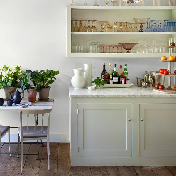 Delicate White PPG paint color on walls of a chic kitchen.