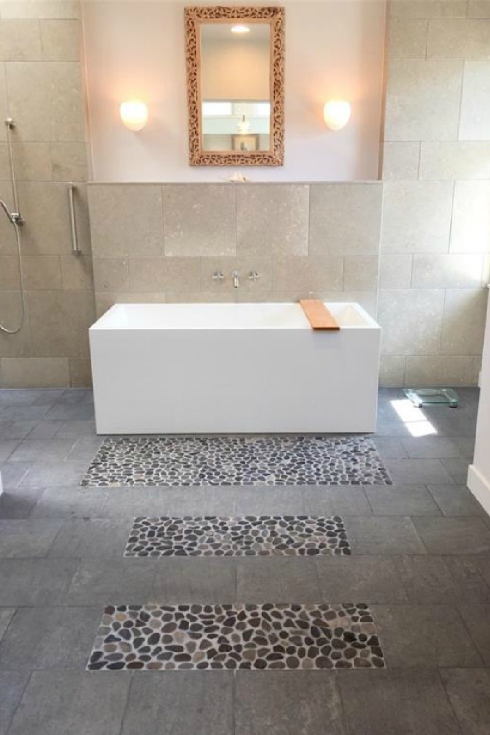 Modern Belgian design in a minimal zen bathroom with freestanding tub. #belgianstyle #bathroomdesign #minimal #zen