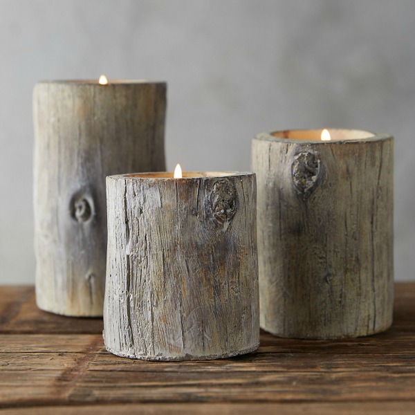 Faux bois votive holders from Terrain