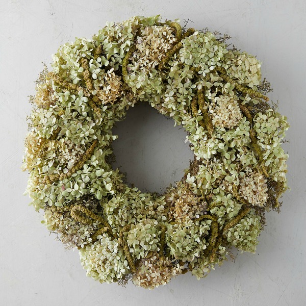 Hydrangea amaranthus wreath from Terrain