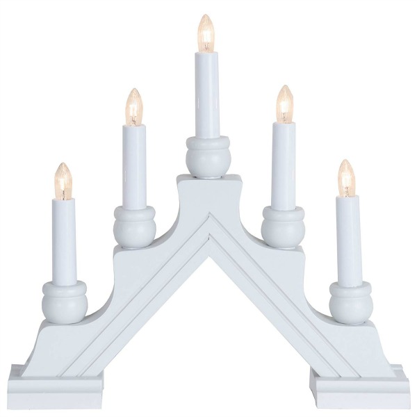 Karin Swedish wood electric candelabra - a wonderful Scandinavian Christmas or winter decor element for a window sill or tabletop! #swedishchristmas #holidaydecor #candelabra #scandinavianstyle #whitechristmas