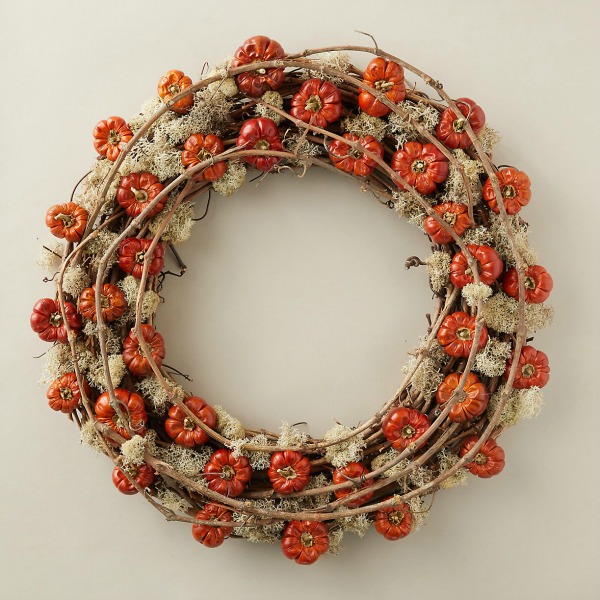 Pumpino and moss wreath for fall from Terrain