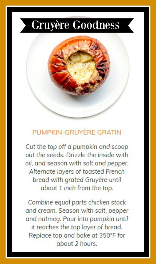 Pumpkin Gruyere Gratin recipe from Williams Sonoma. #pumpkinrecipe #recipes #soup #fallrecipe