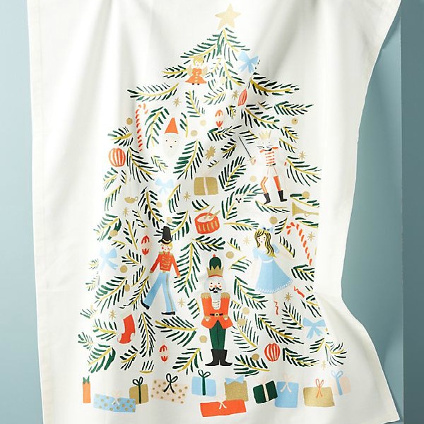 Nutcracker dishtowel is a colorful whimsical holiday decor detail for your Christmas kitchen. #christmasdecor #nutcracker #dishtowel