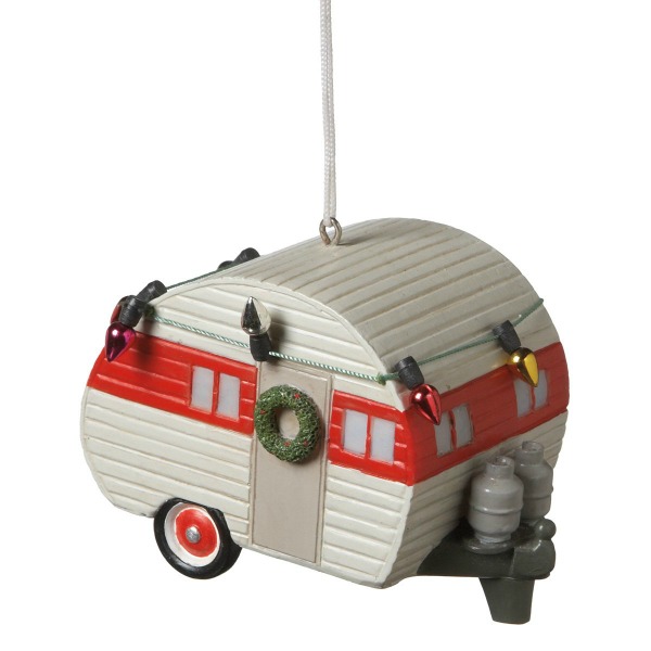 Vintage camper ornament with red and white. #christmastree #ornament #vintagecamper