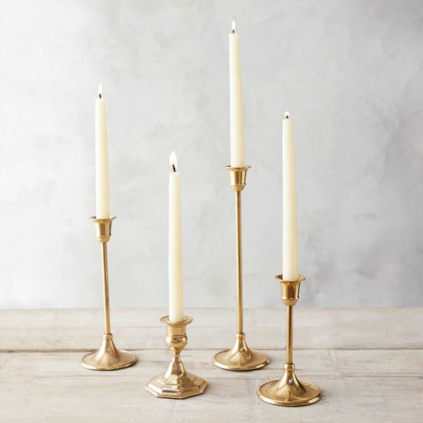 Antiqued brass taper candlestick - Come explore Thanksgiving table decor! 