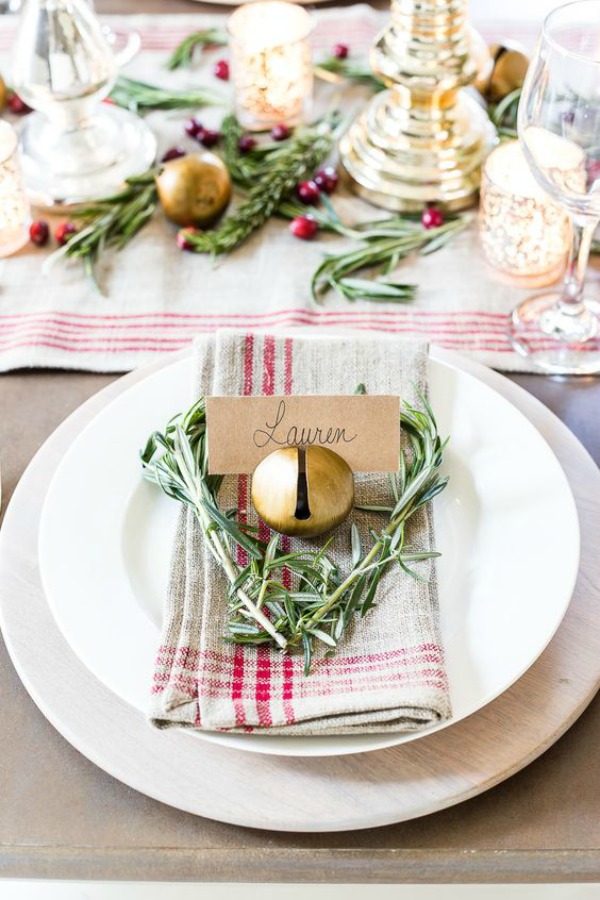 Gorgeous holiday place setting with country French farmhouse charm - Blesserhouse. #holidaydecor #tablescapes #placesetting #holidaytable