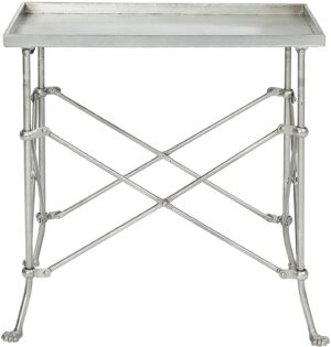 Cirebon Silver Accent Table with rectangular top. Let's chat about how to decorate chic yet cheap!