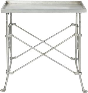 Cirebon Silver Accent Table with rectangular top.  Let's chat about how to decorate chic yet cheap!