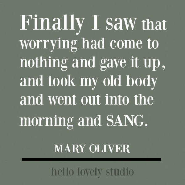 Inspirational quote from Mary Oliver poem about worry. #inspirationalquote #quotes #maryoliver #poetry