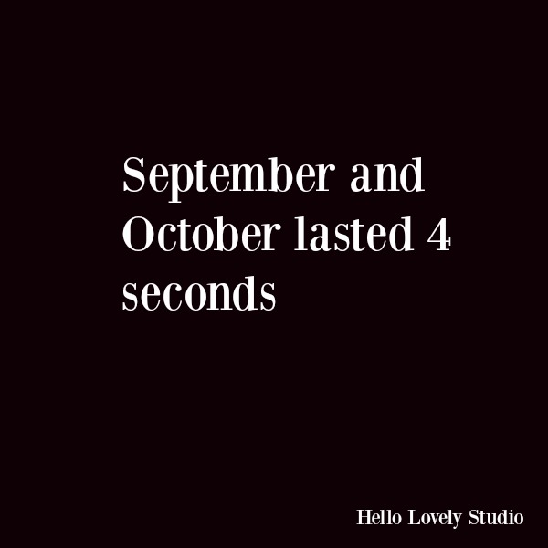 Funny quote with humor about time passing quickly. #funnyquote #humor #autumn