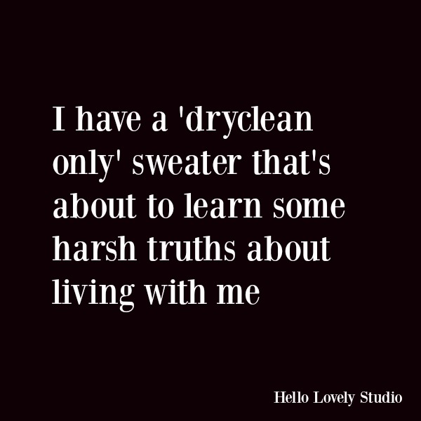Funny quote and humor about drycleaning. I have a dreclean only sweater that's about to learn some harsh truths about living with me. #funnyquote #humor #momlife