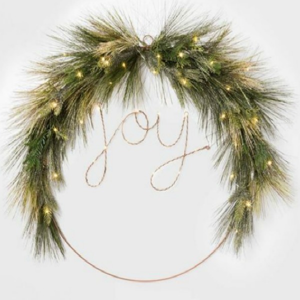 Prelit Joy Wreath - Emily Henderson and Target.