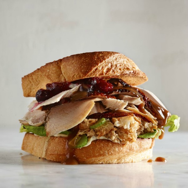 Leftover Thanksgiving turkey on a beautiful sandwich! #turkeysandwich #thanksgiving #leftovers