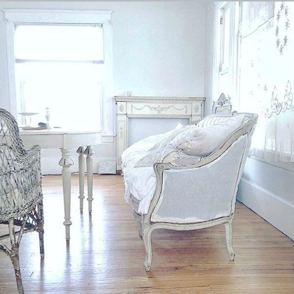 All white decor in a Nordic French cottage by My Petite Maison.