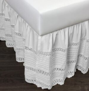 White Cotton Crochet Bed Skirt