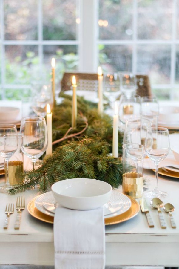 Simple and natural holiday tablescape - Zevjoy. Come be calmed by How to Freak Less About Holidays, Decorating and Gifts as well as Entertaining.  #holidaydecor #holidaytable #tablescape #frenchcountry