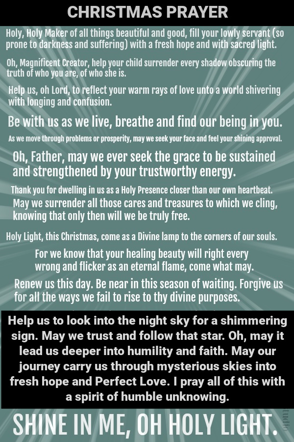 Christmas Prayer about vulnerably asking for strength, reassurance, and light - from Hello Lovely Studio. #prayers #christmasprayer #contemplativechristianity #spirituality