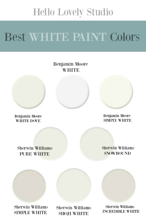 Best White paint colors - Hello Lovely Studio. #whitepaints #paintcolors #bestwhites #interiordesign