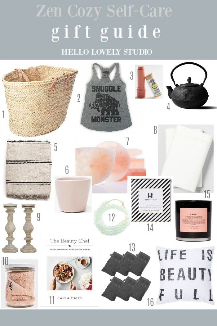 Gift guide for zen cozy self-care lovers - Hello Lovely Studio. #giftguide #homebody #cozygifts #zengifts #selfcare