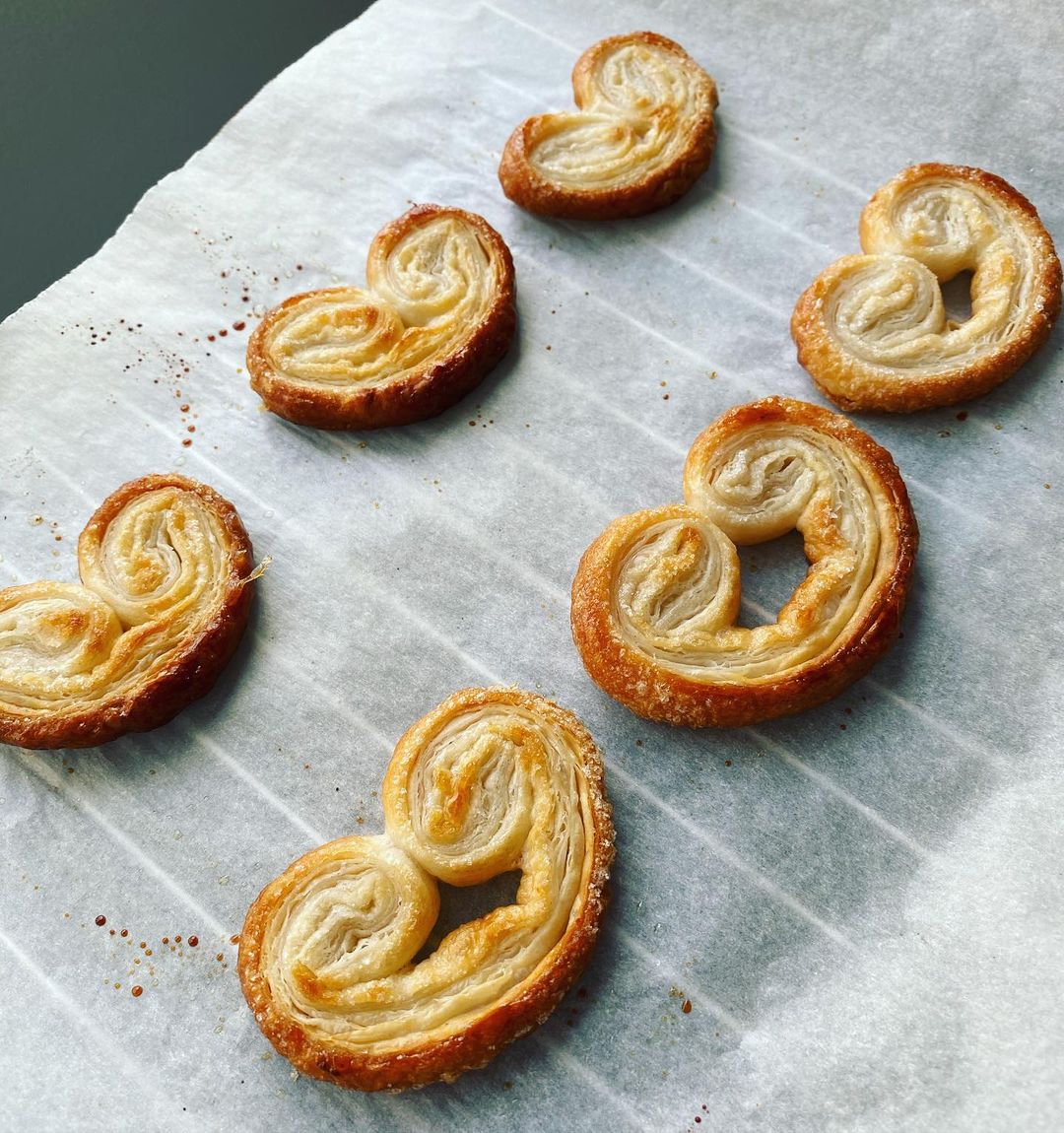 Heart palmiers on waxed paper - @cooking._.madness