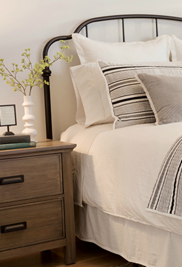 Hearth and Hand linen blend pillow cases and bedding from Target.