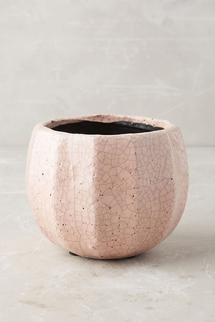 Pink crackled ridge planter pot - Anthropologie