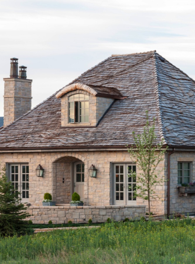 Gustavian and French design inspiration from a beautiful custom stone cottage in Utah - Decor de Provence. #frenchcountry #interiordesign #frenchcottage #housedesign