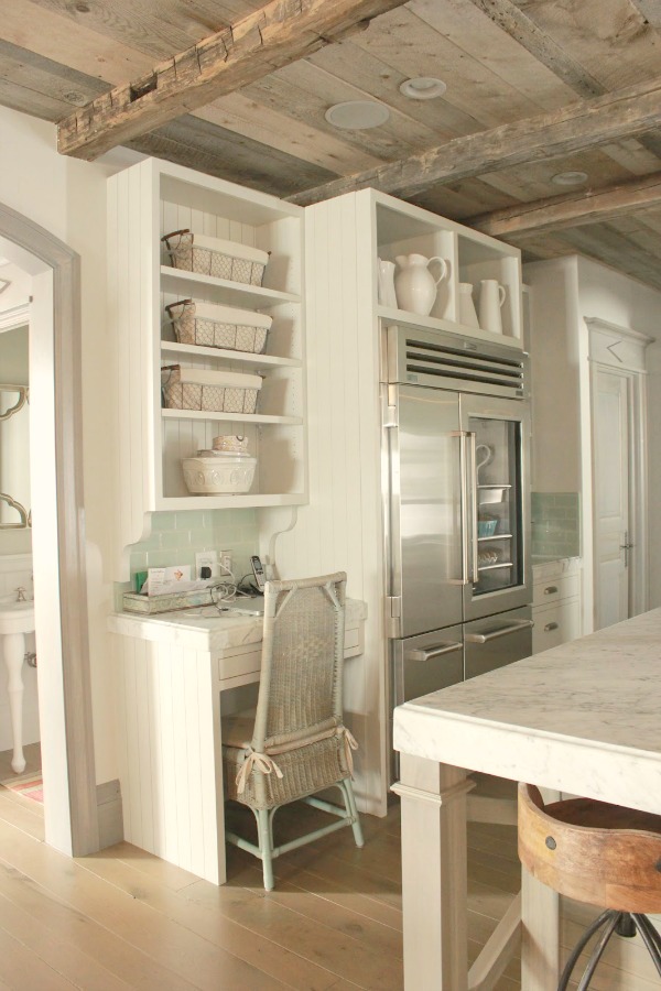 Rustic French farmhouse European country cottage with pale blues and green interiors - Decor de Provence. #frenchcountry #europeancountry #frenchfarmhouse #interiordesign #cottages