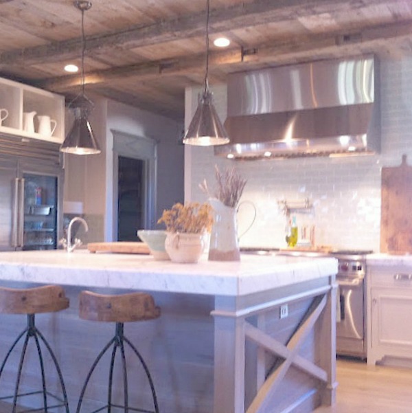 Rustic French farmhouse European country cottage with pale blues and green interiors - Decor de Provence. #frenchcountry #europeancountry #frenchfarmhouse #interiordesign #cottages