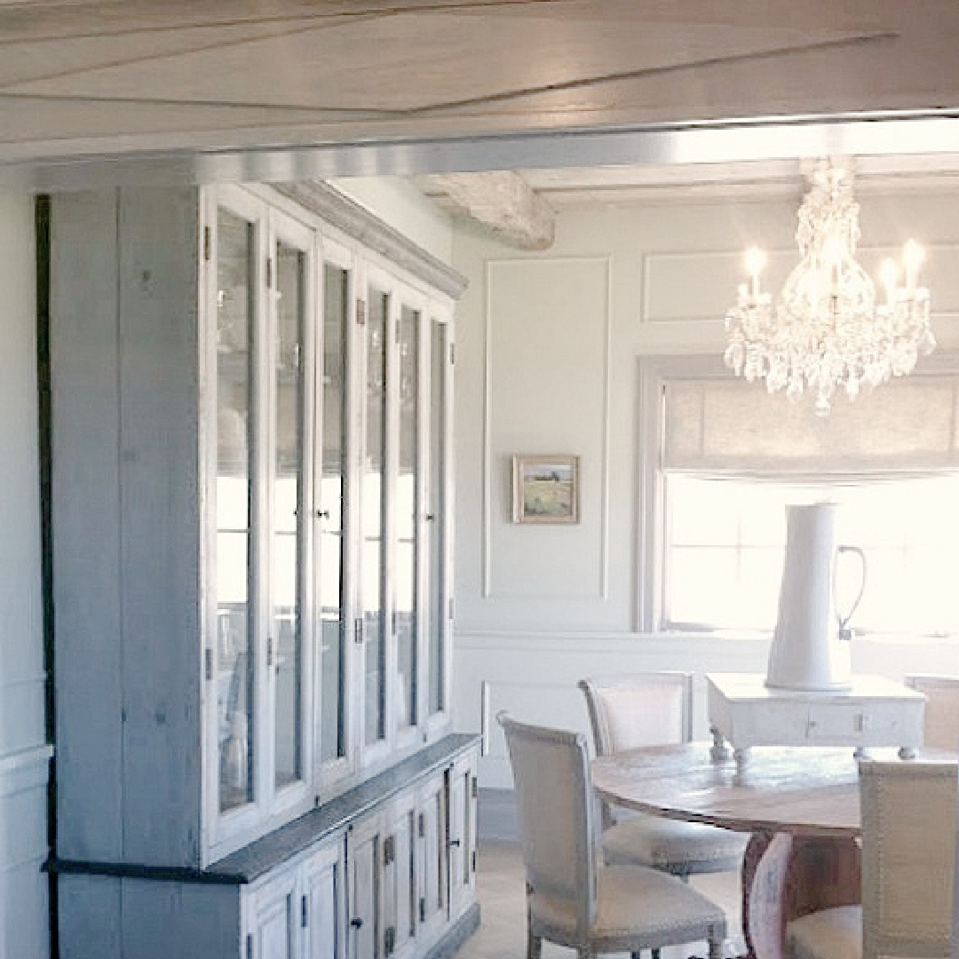 Elegant dining room hutch in rustically elegant European country cottage - Desiree of Beljar Home and DecordeProvence. #europeancountry #cottagestyleinteriors