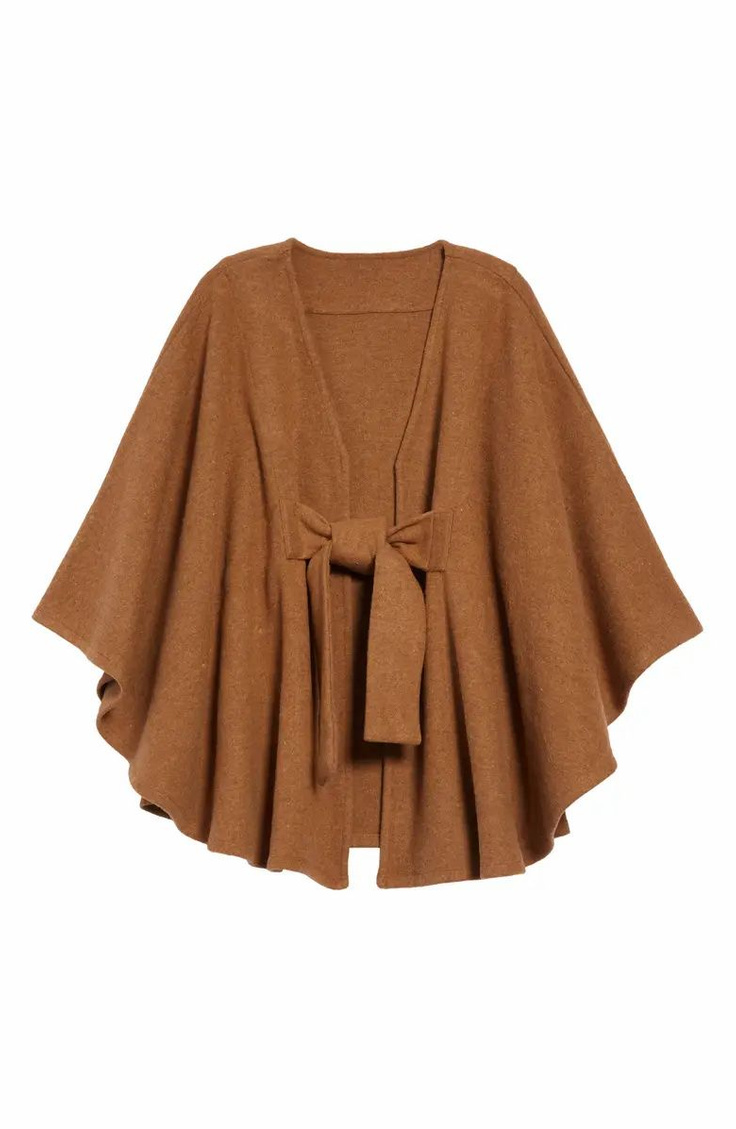 Halogen tie front cape in Cinnamon Dark Heather - Nordstrom